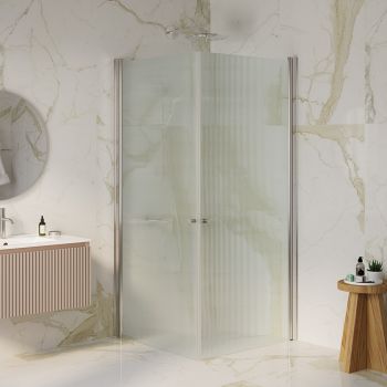 מקלחון פינתי ANGELO6 בפרזול ניקל וזכוכית פליסה