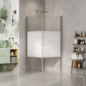 מקלחון פינתי ANGELO6 בפרזול ניקל וזכוכית פסים