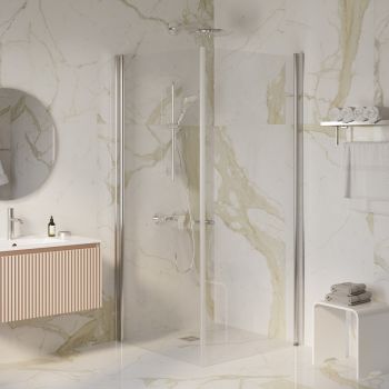 מקלחון פינתי ANGELO6 בפרזול ניקל וזכוכית שקופה