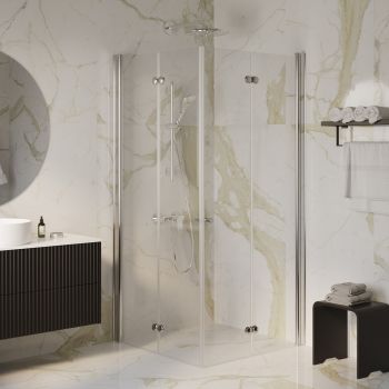 מקלחון פינתי MAGIC הרמוניקה בפרזול ניקל וזכוכית 6 ממ שקופה