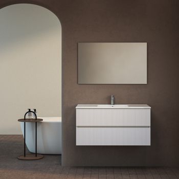 ארון אמבטיה תלוי סדרת כרמל 2 מגירות מחורץ