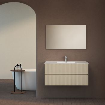 ארון אמבטיה תלוי סדרת כרמל 2 מגירות מחורץ