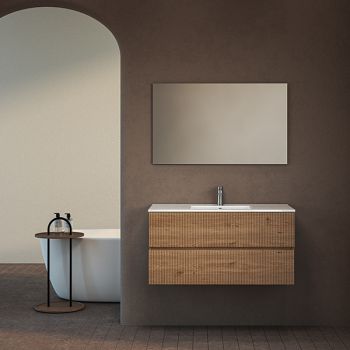 ארון אמבטיה תלוי סדרת כרמל 2 מגירות מחורץ