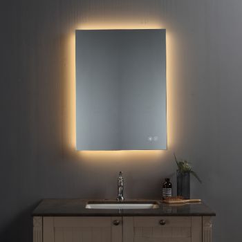 מראה מרחפת מלבנית עם תאורת לד משתנה ומפיג אדים