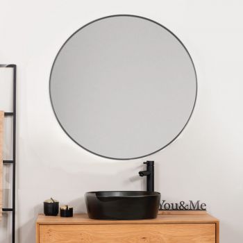 מראה עגולה מסגרת שחורה