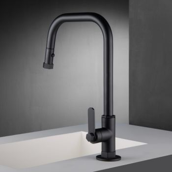 ברז מטבח נשלף 2 מצבים מסדרת MECH בגוון שחור מט