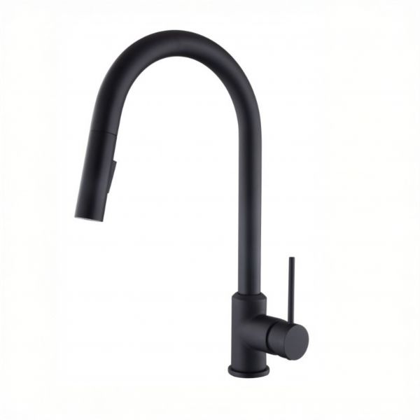 ברז מטבח נשלף 2 מצבים מסדרת אודם בגוון שחור מט