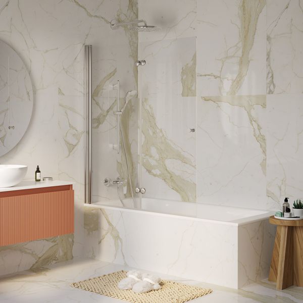 אמבטיון MAGIC 120 בפרזול ניקל וזכוכית שקופה