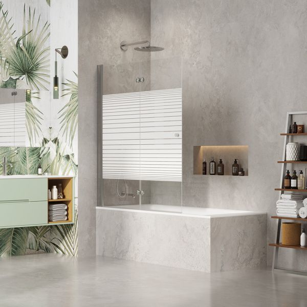 אמבטיון MAGIC 120 בפרזול ניקל וזכוכית פסים