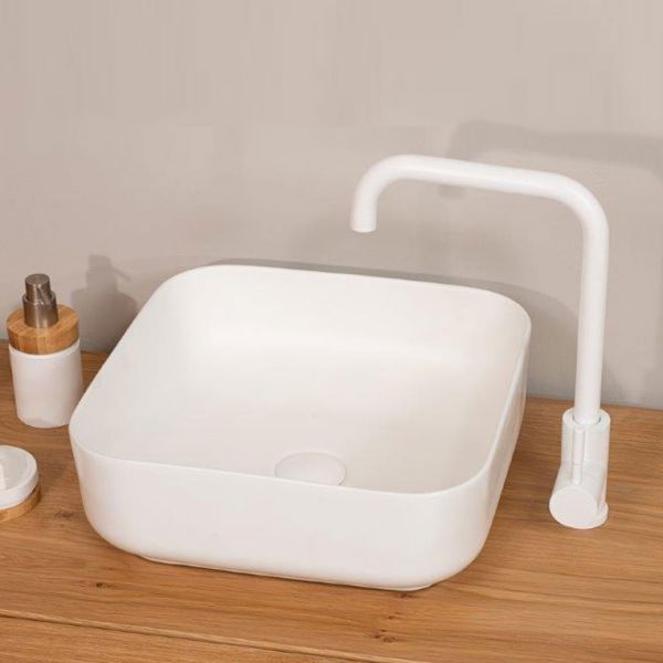 כיור רחצה מונח מסדרת קוסקו 39/39/14 לבן מט