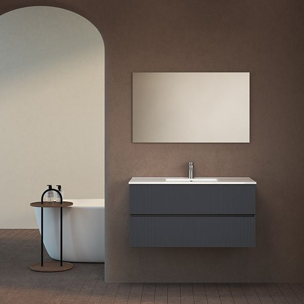 ארון אמבטיה תלוי סדרת כרמל 2 מגירות מחורץ