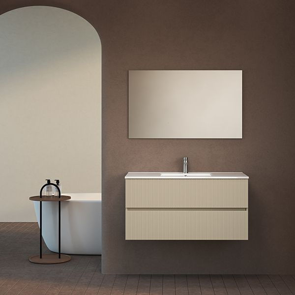 ארון אמבטיה תלוי סדרת כרמל 2 מגירות מחורץ