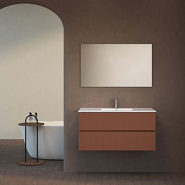 ארון אמבטיה תלוי סדרת כרמל 2 מגירות מחורץ