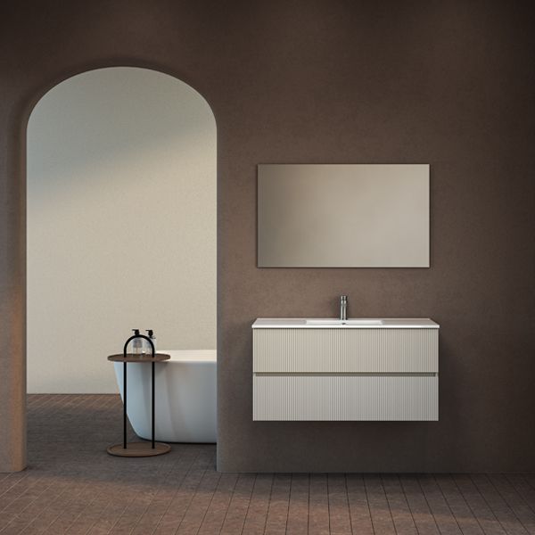 ארון אמבטיה תלוי סדרת כרמל 2 מגירות מחורץ