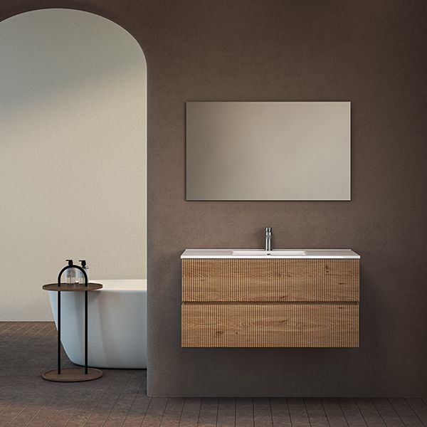 ארון אמבטיה תלוי סדרת כרמל 2 מגירות מחורץ