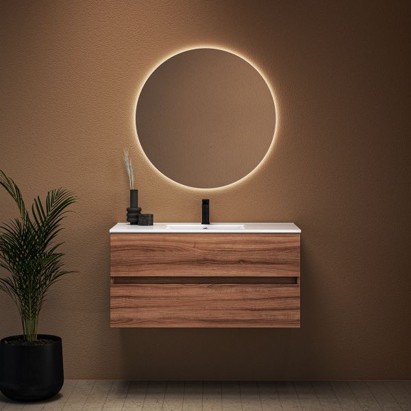 מראה מרחפת עגולה עם תאורת לד צהוב