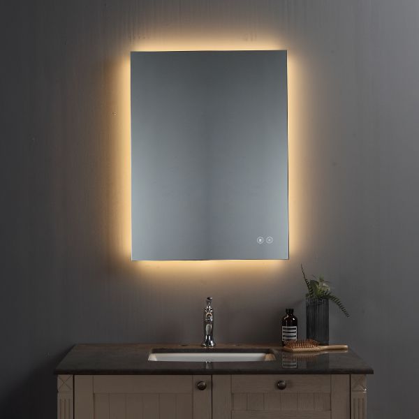 מראה מרחפת מלבנית עם תאורת לד משתנה ומפיג אדים