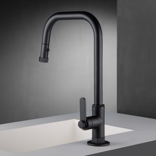 ברז מטבח נשלף 2 מצבים מסדרת MECH בגוון שחור מט