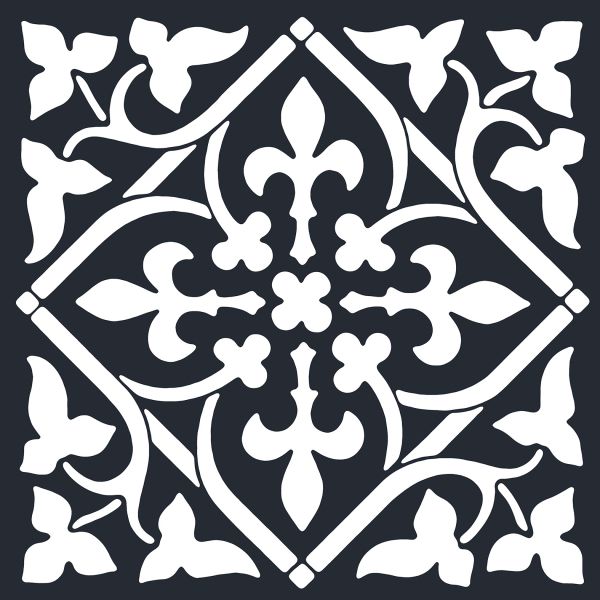 אריח פורצלן דקור מצויר מסדרת FLEUR במידה 30/30 בגוון BLACK בגימור נגד החלקה