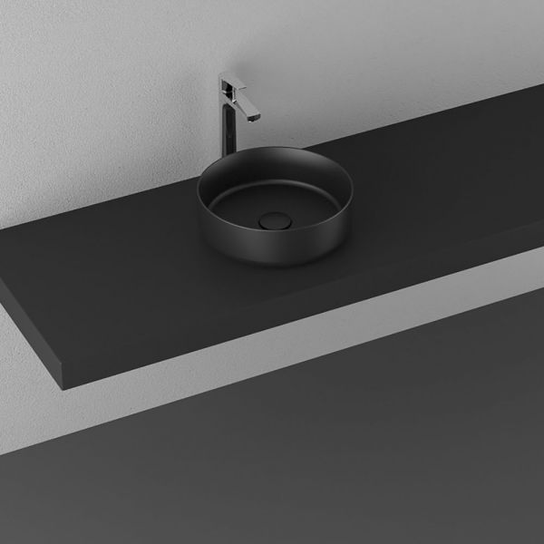 כיור רחצה עגול מונח מסדרת INFINITY גוון MATTE BLACK