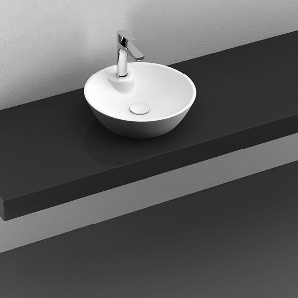 כיור רחצה אובלי מונח מסדרת SOFT גוון MATTE WHITE