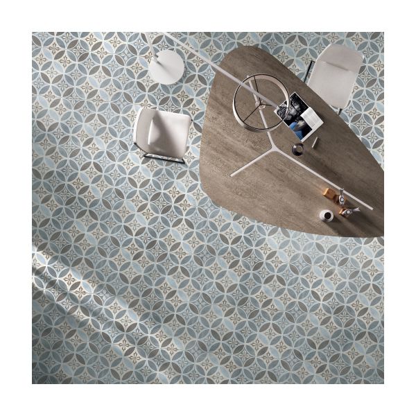 אריח פורצלן במראה מצוייר מסדרת CIRCLE מידה 33/33 גוון LIGHT בגימור נגד החלקה