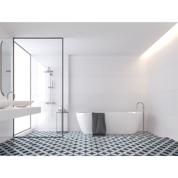 אריח פורצלן במראה מצוייר מסדרת FRESCO מידה 33/33 גוון BLUE בגימור נגד החלקה